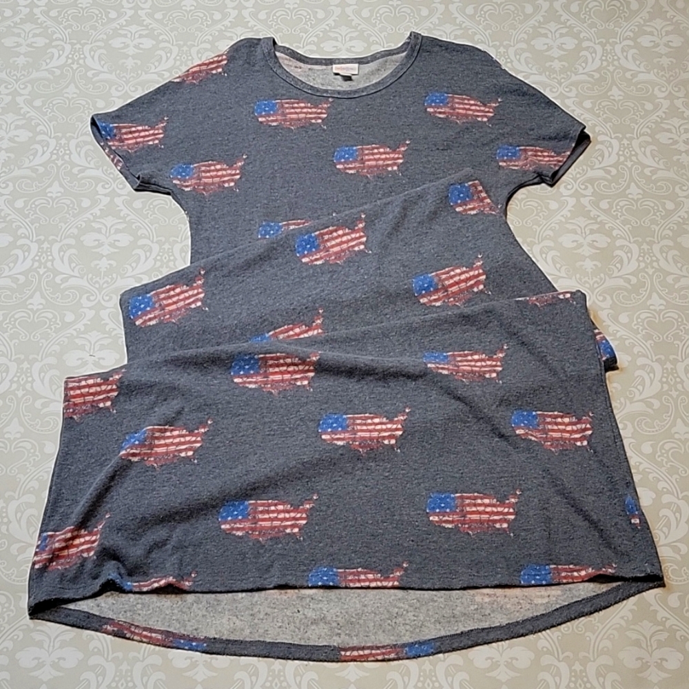 Americana Maxi Dress in gray with America/Flag Print